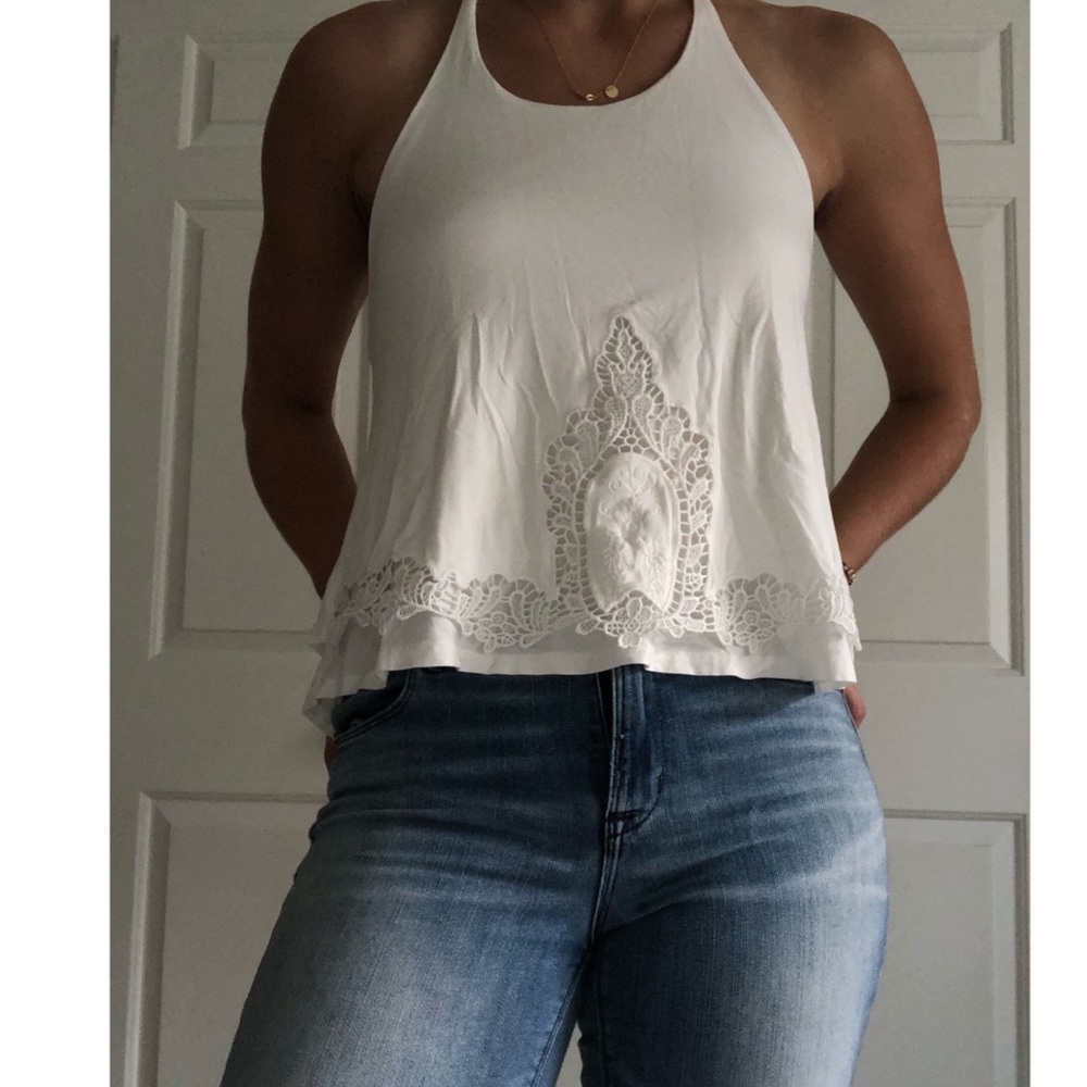 White Backless Halter Top